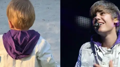 Hailey Bieber fantasia Jack Blues como o pai Justin Bieber para o Halloween